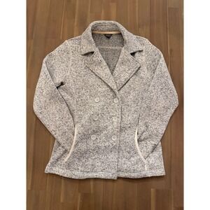 Eddie Bauer Womens Double Breasted Fleece Jacket Gray Heather Size Medium